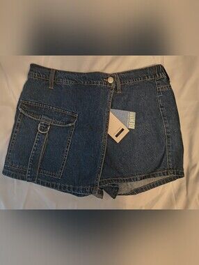 No Comment Denim Cargo Pocket Denim Skort - Blue